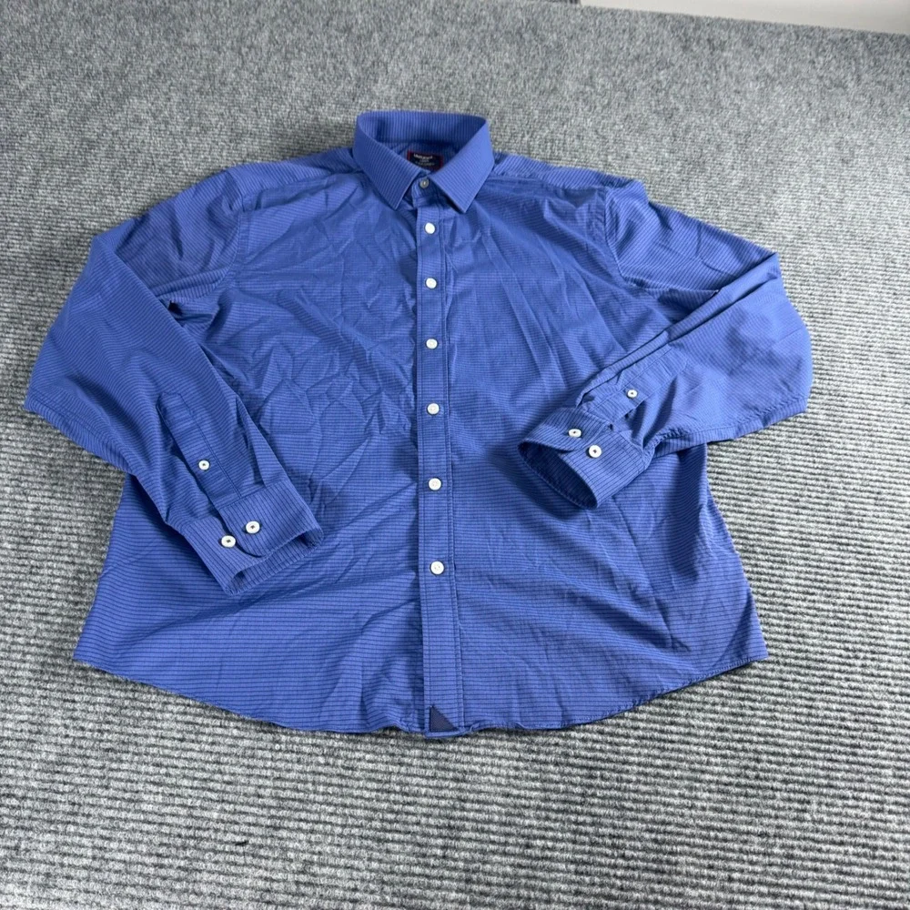 UNTUCKit Langhome Mens Large Blue Striped Performance Stretch Button Down Shirt